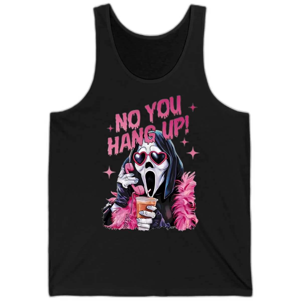 Ghostface Hang Up Halloween Design Tank in Black