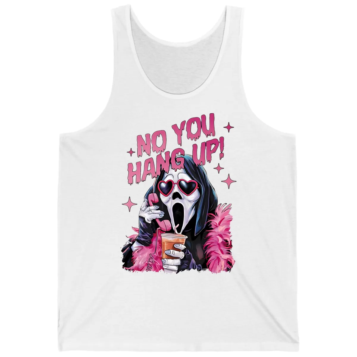 Ghostface Hang Up Halloween Design Tank in White