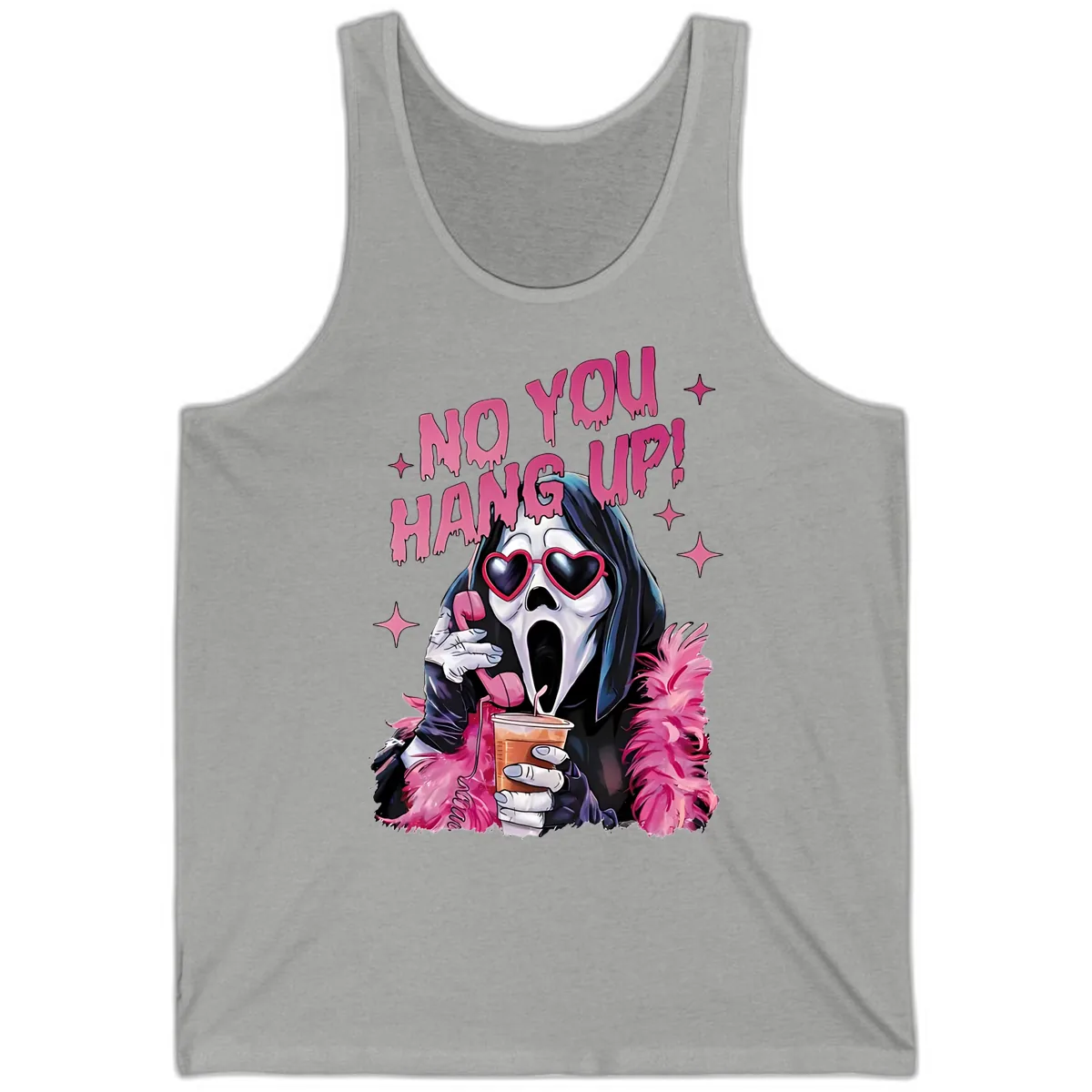 Ghostface Hang Up Halloween Design Tank in Athletic Heather