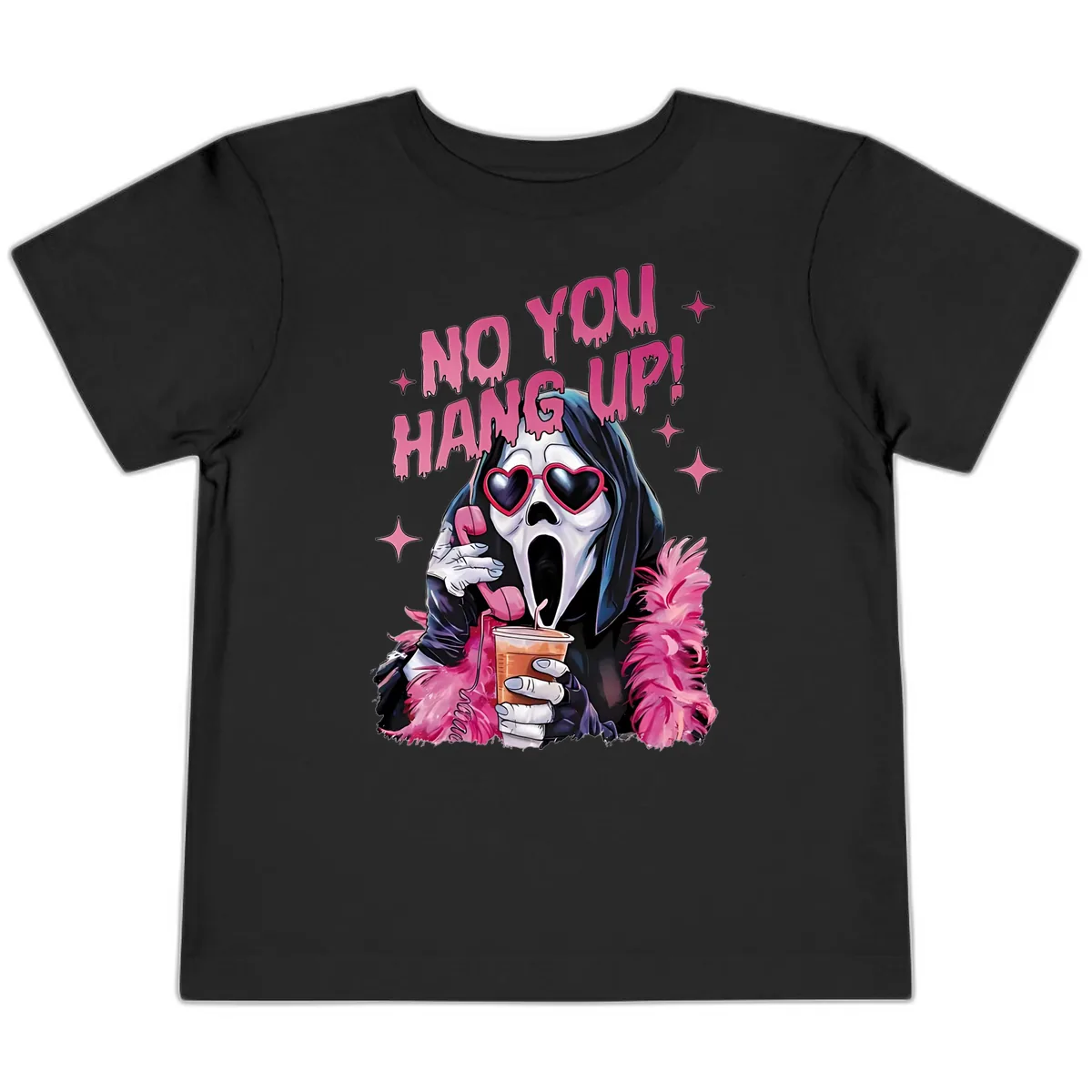 Ghostface Hang Up Halloween Design Toddler T-Shirt in Black