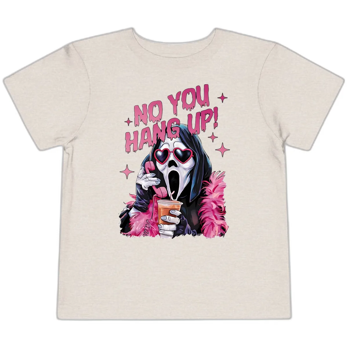 Ghostface Hang Up Halloween Design Toddler T-Shirt in Heather Dust
