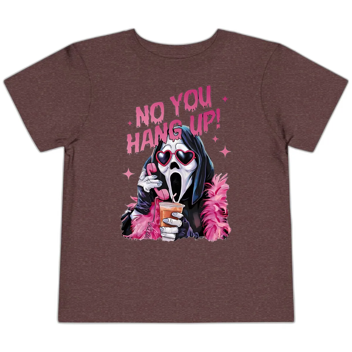 Ghostface Hang Up Halloween Design Toddler T-Shirt in Heather Maroon