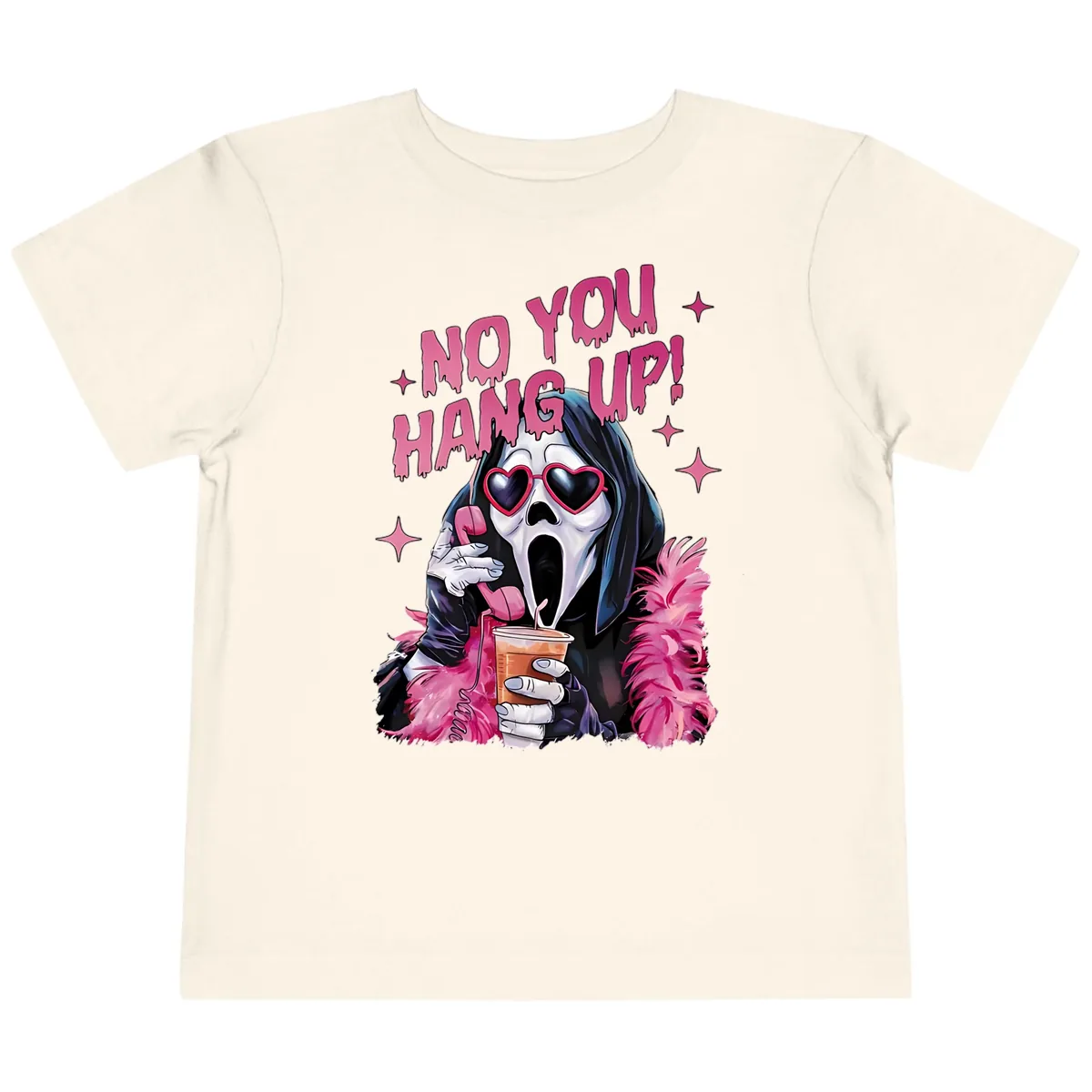 Ghostface Hang Up Halloween Design Toddler T-Shirt in Natural