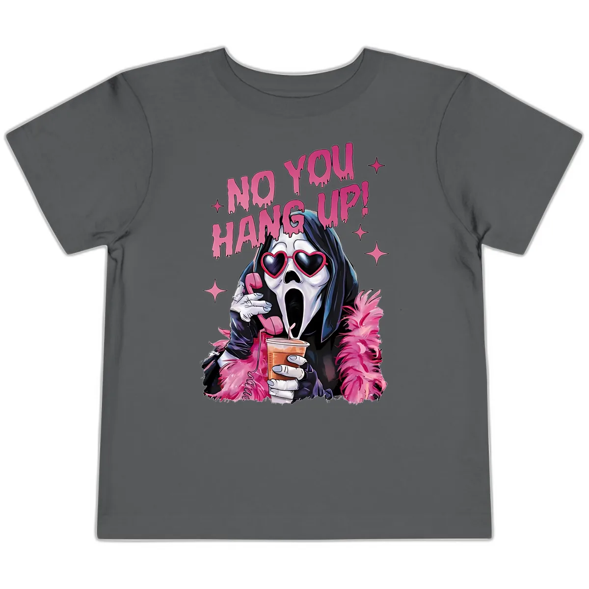 Ghostface Hang Up Halloween Design Toddler T-Shirt in Asphalt