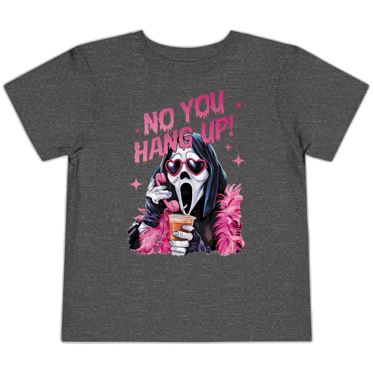 Ghostface Hang Up Halloween Design Toddler T-Shirt in Dark Heather Grey