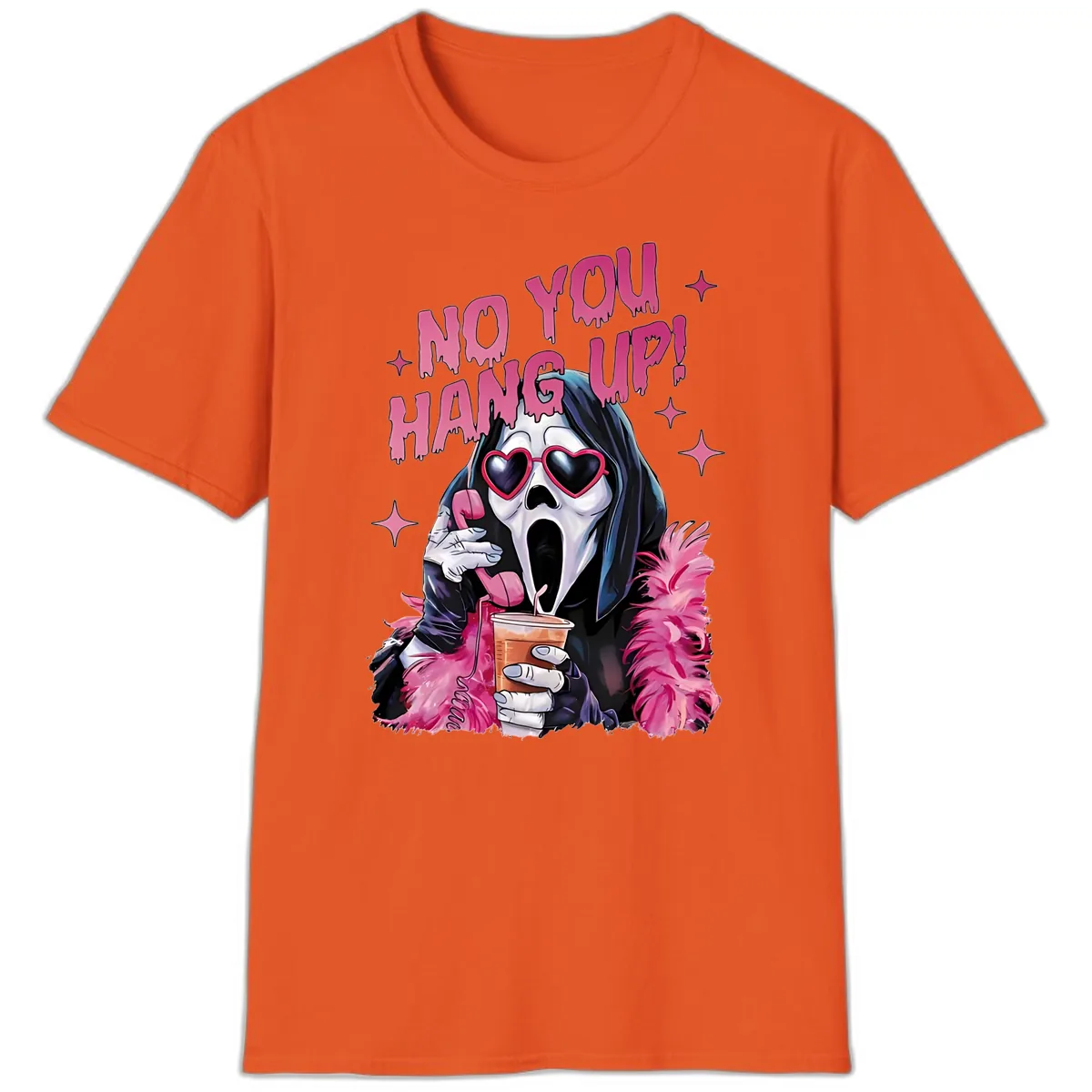 Ghostface Hang Up Halloween Design T-Shirt in Orange