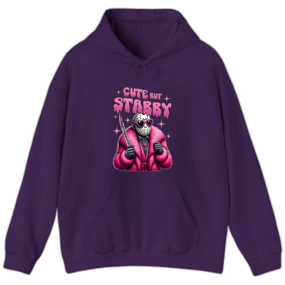 Cute But Stabby Halloween Mask Design Hoodie in Purple