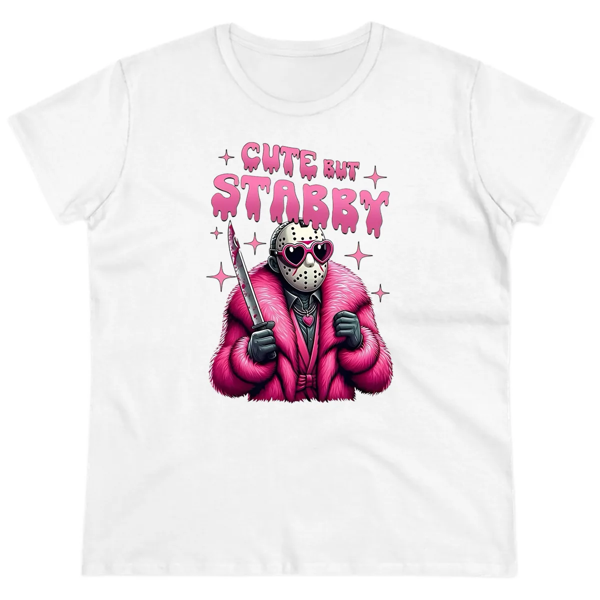 Cute But Stabby Halloween Mask Design Ladies Tee in White