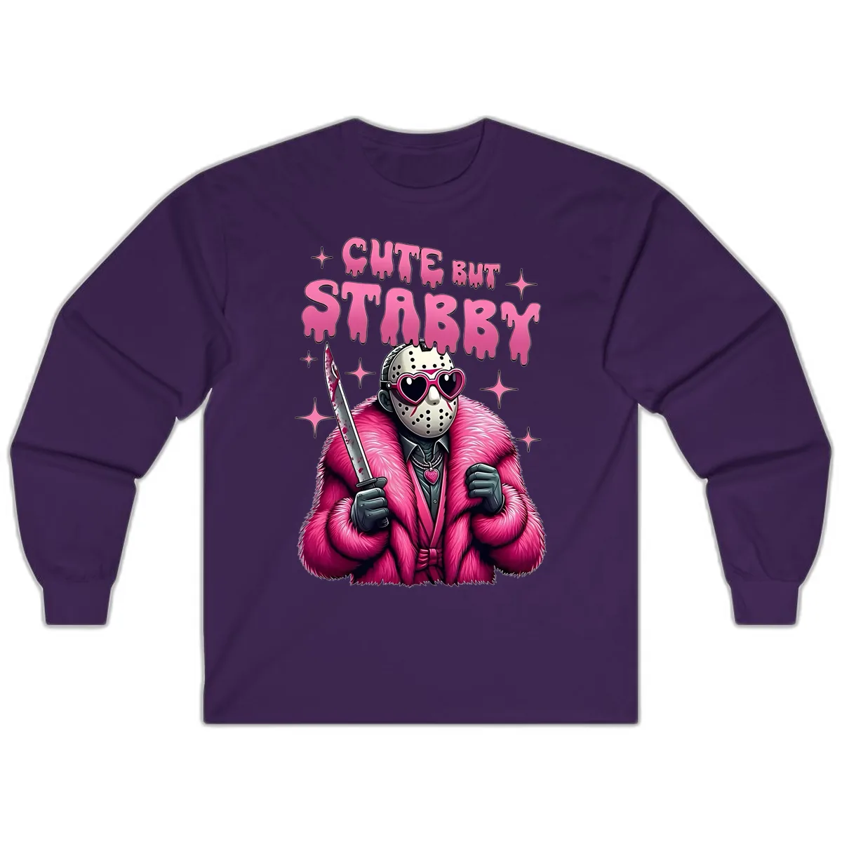 Cute But Stabby Halloween Mask Design Long Sleeve in Purple