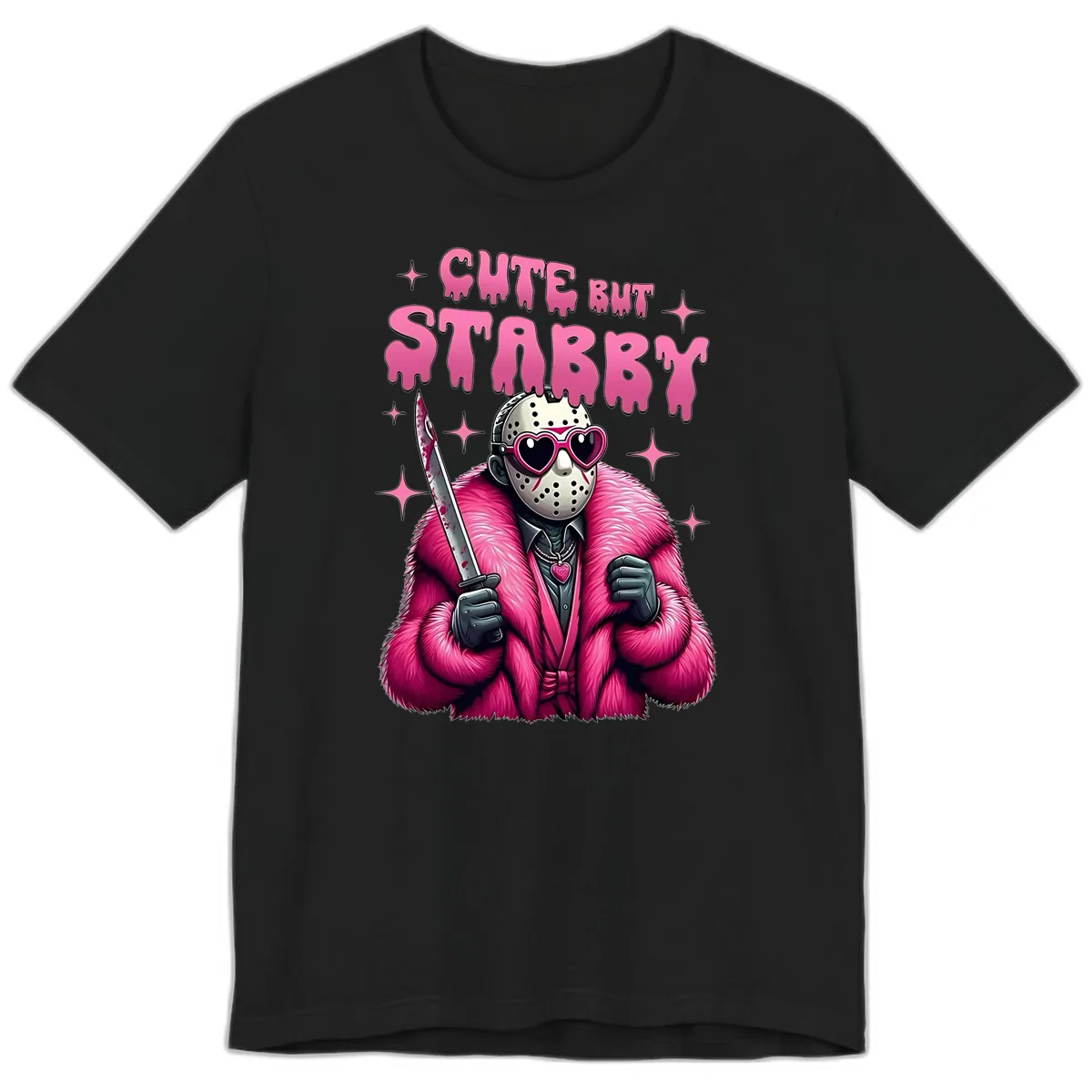 Cute But Stabby Halloween Mask Design Premium T-Shirt in Black