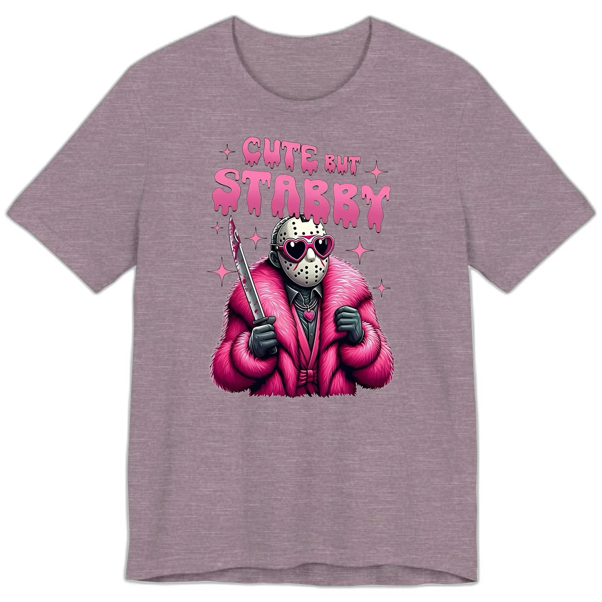 Cute But Stabby Halloween Mask Design Premium T-Shirt in Heather Purple