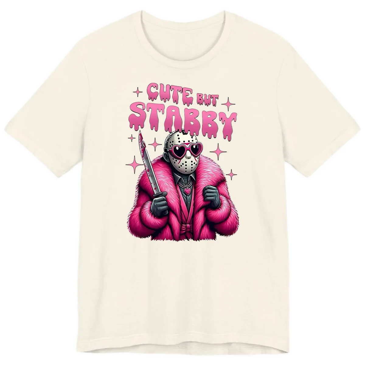 Cute But Stabby Halloween Mask Design Premium T-Shirt in Natural