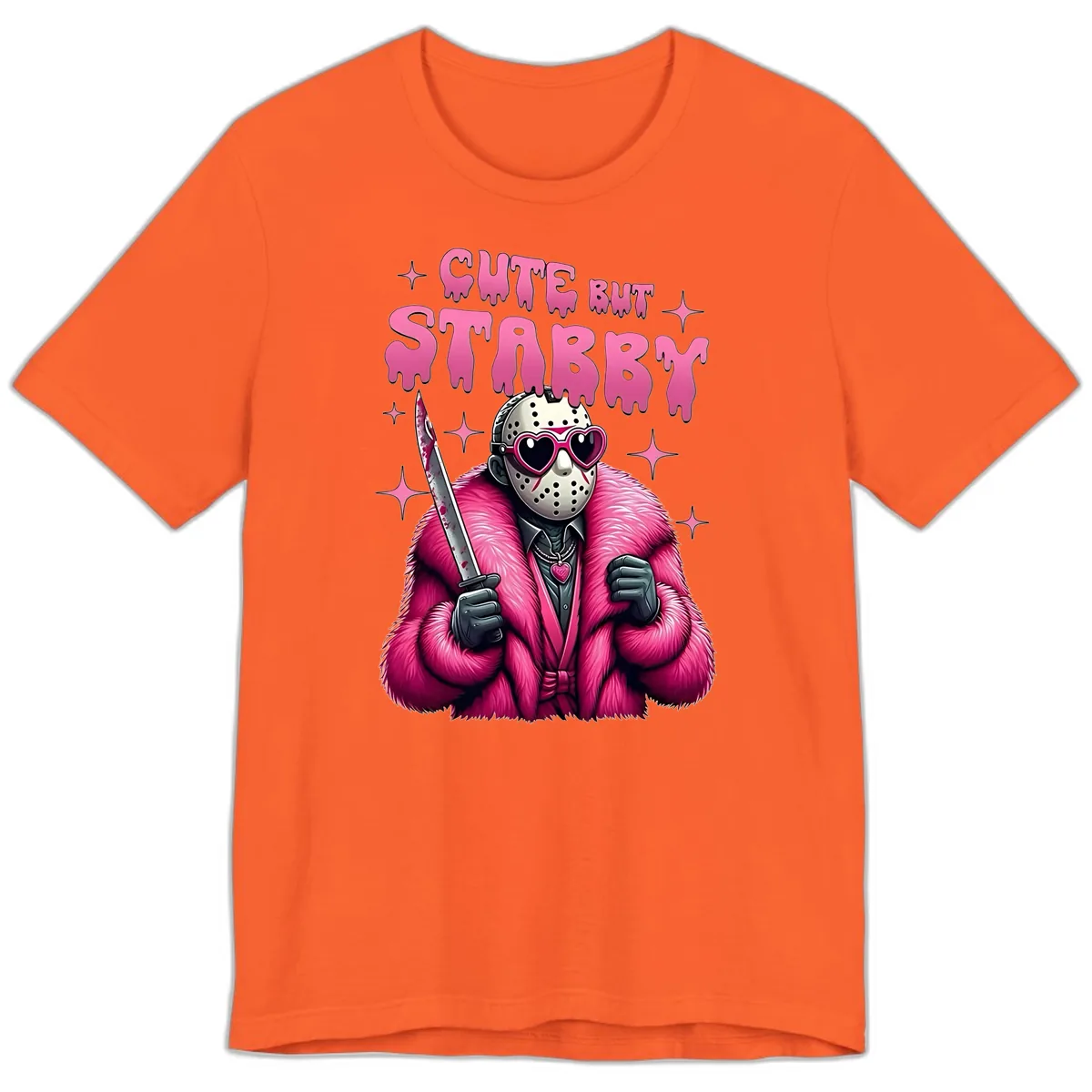 Cute But Stabby Halloween Mask Design Premium T-Shirt in Orange