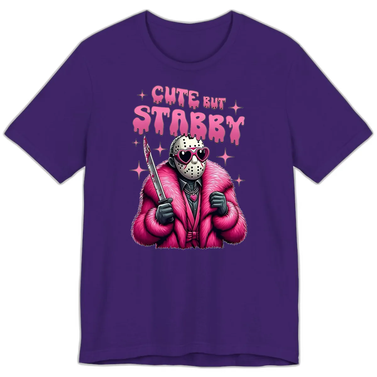 Cute But Stabby Halloween Mask Design Premium T-Shirt in Team Purple