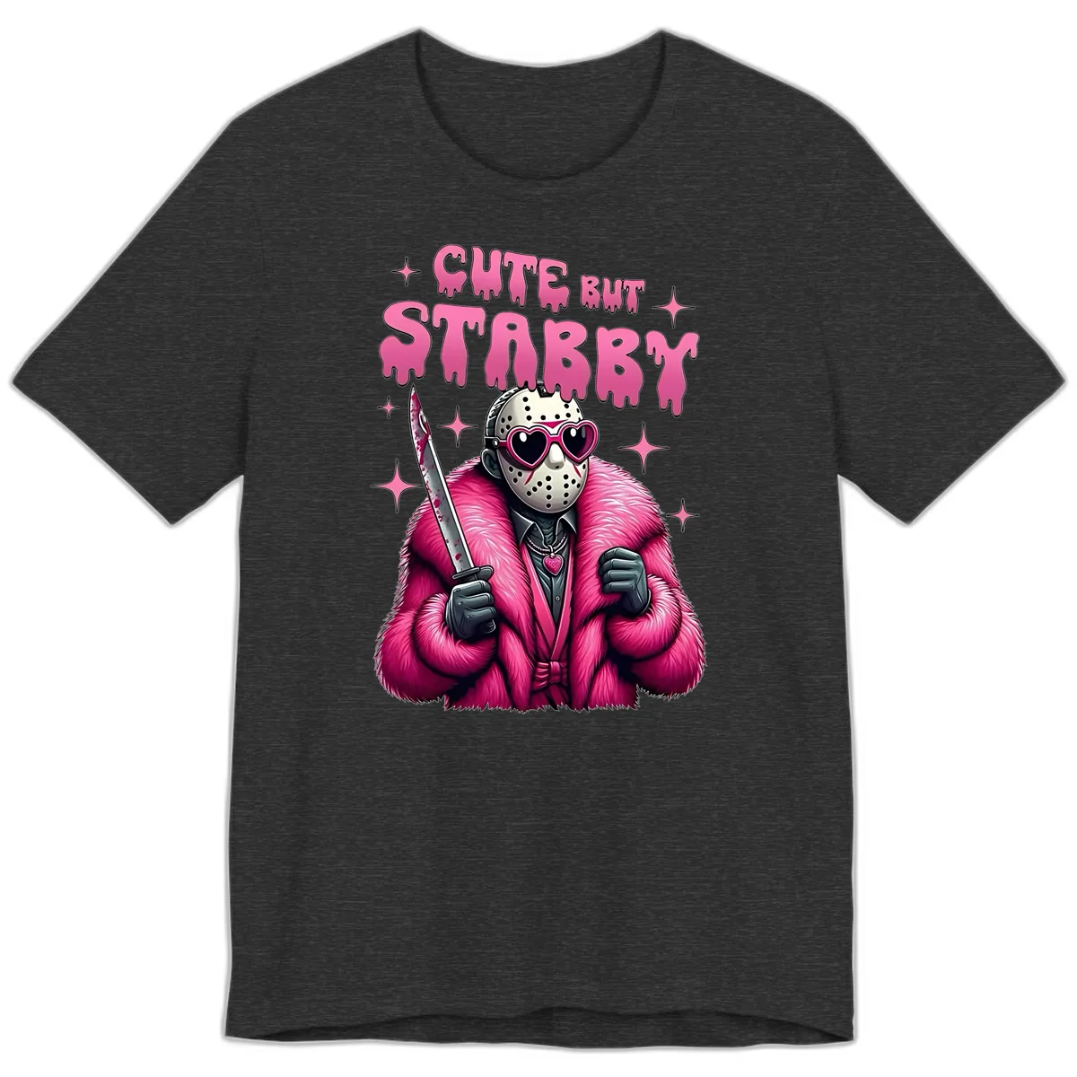 Cute But Stabby Halloween Mask Design Premium T-Shirt in Dark Grey Heather