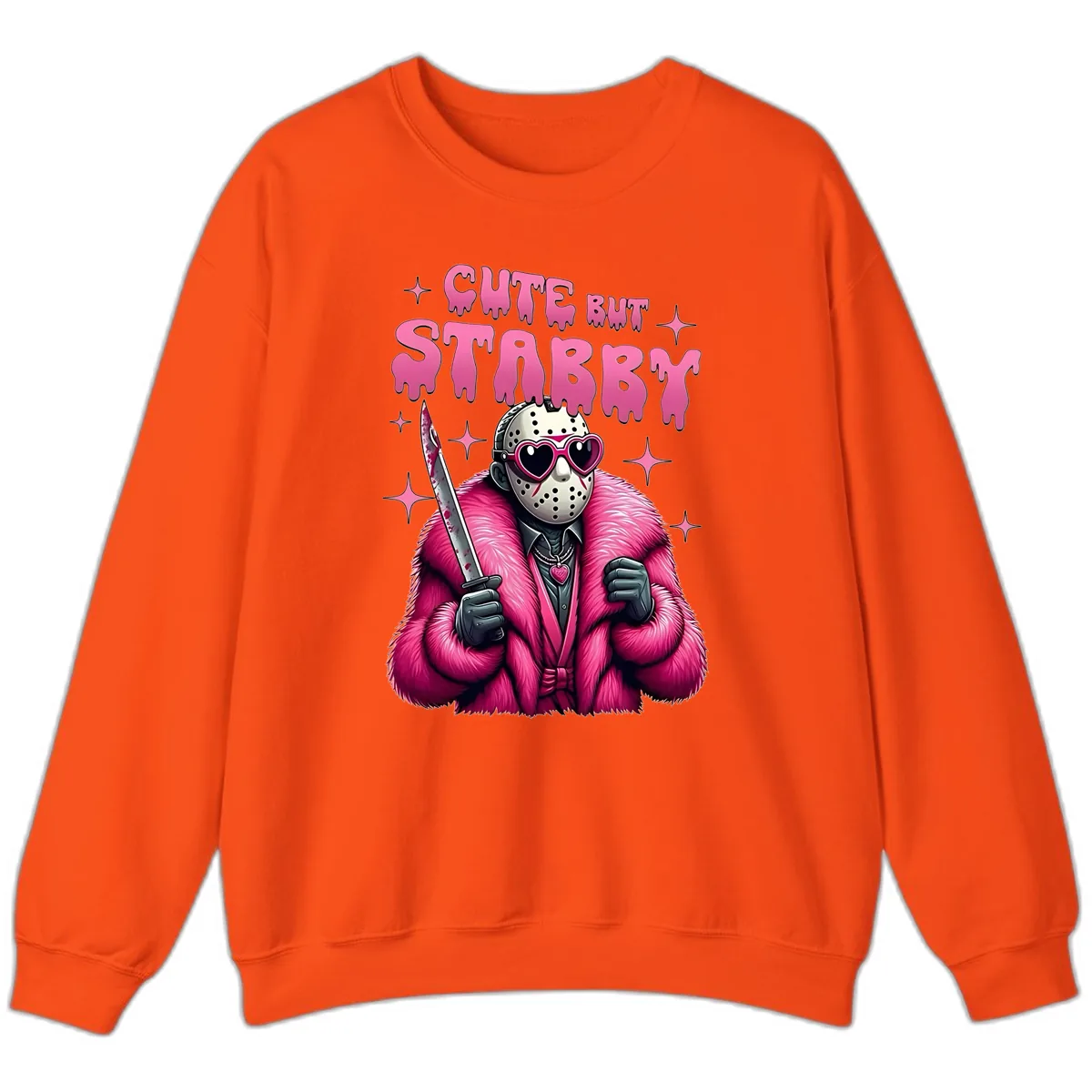 Cute But Stabby Halloween Mask Design Sweatshirt in Orange