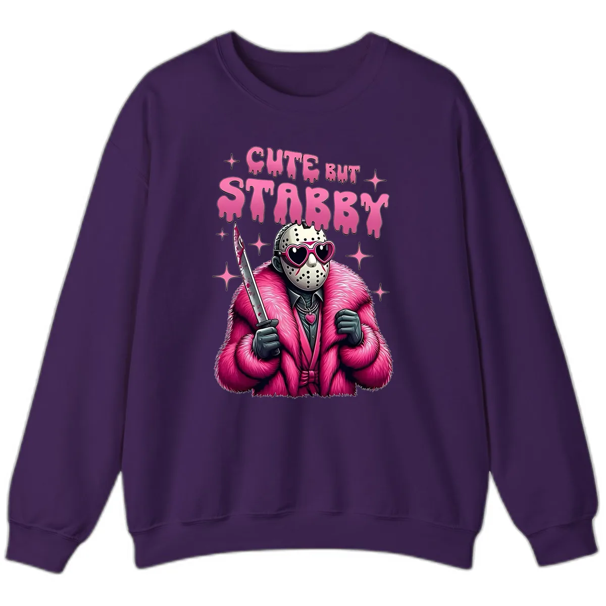 Cute But Stabby Halloween Mask Design Sweatshirt in Purple