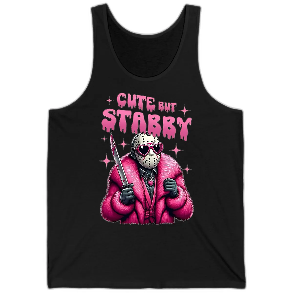 Cute But Stabby Halloween Mask Design Tank in Black