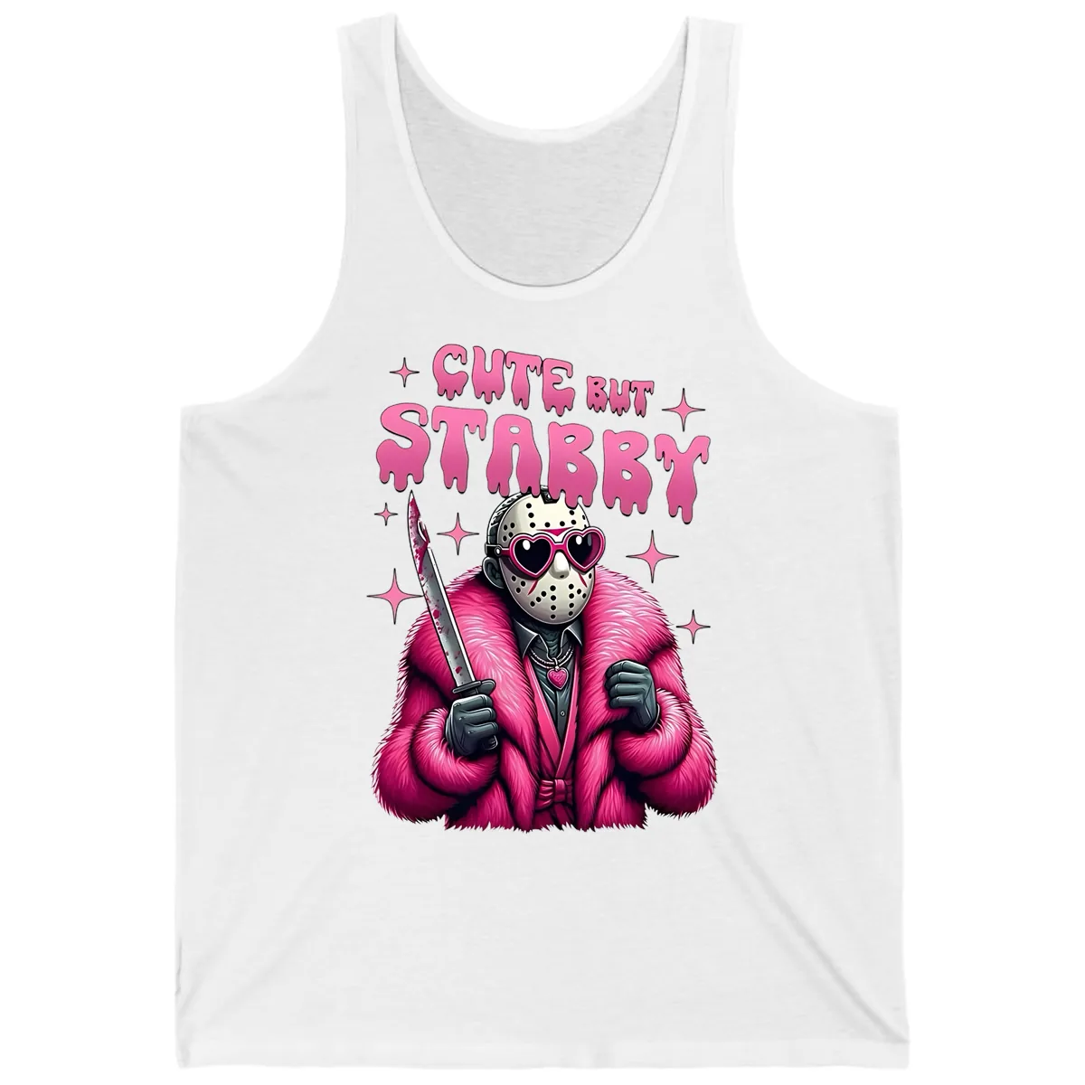 Cute But Stabby Halloween Mask Design Tank in White