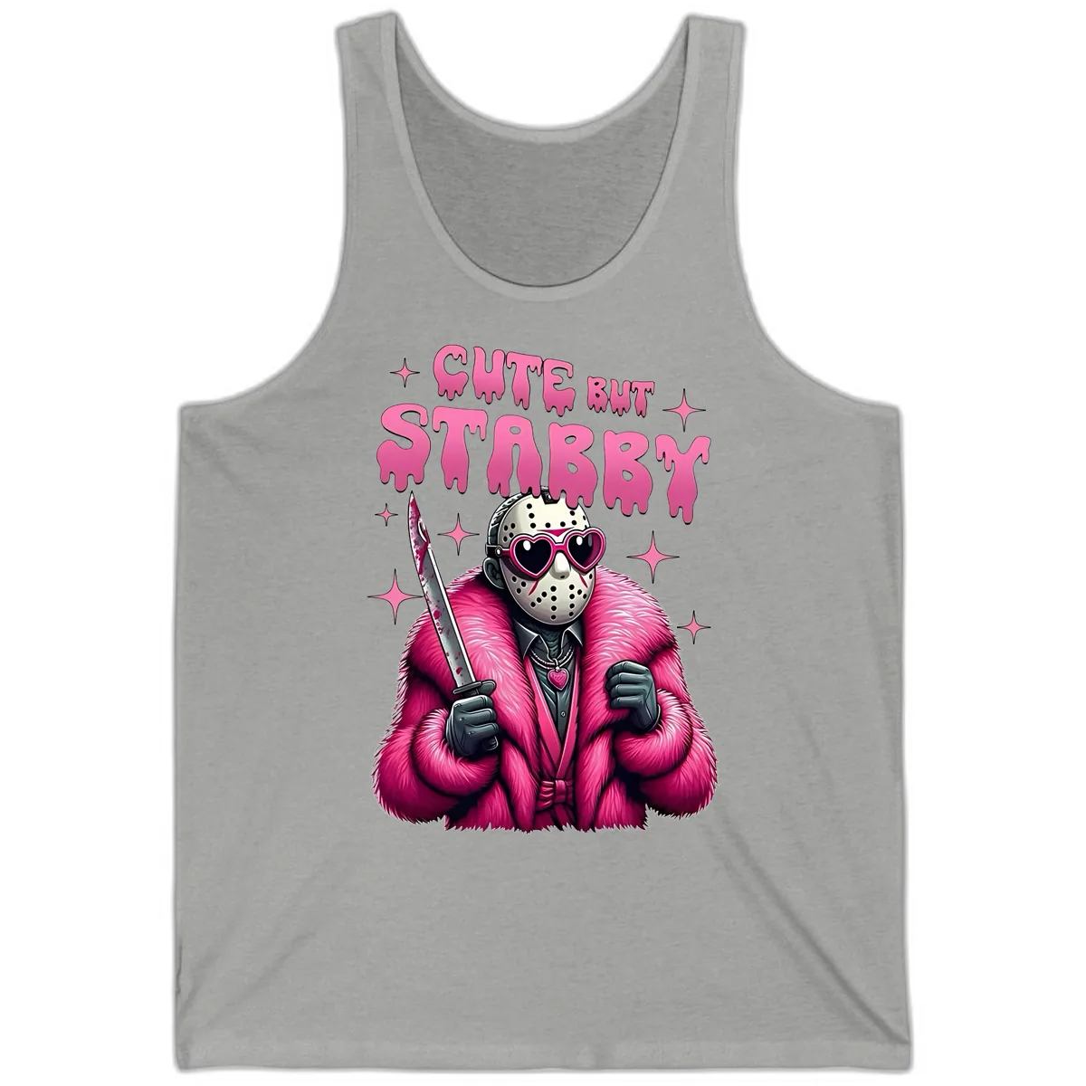 Cute But Stabby Halloween Mask Design Tank in Athletic Heather