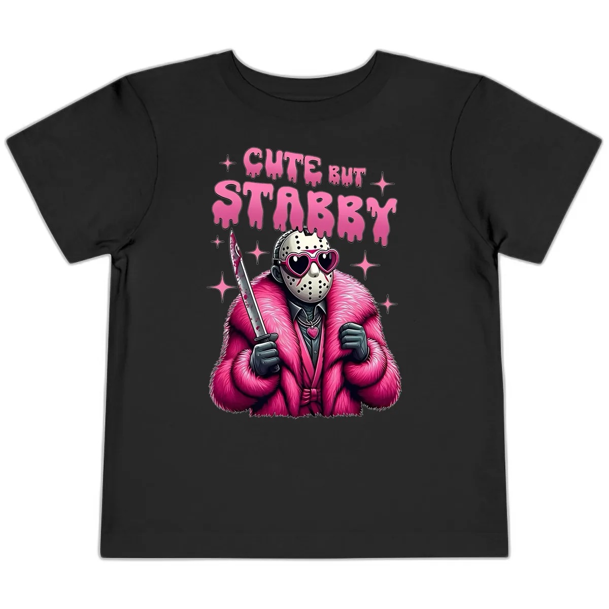 Cute But Stabby Halloween Mask Design Toddler T-Shirt in Black