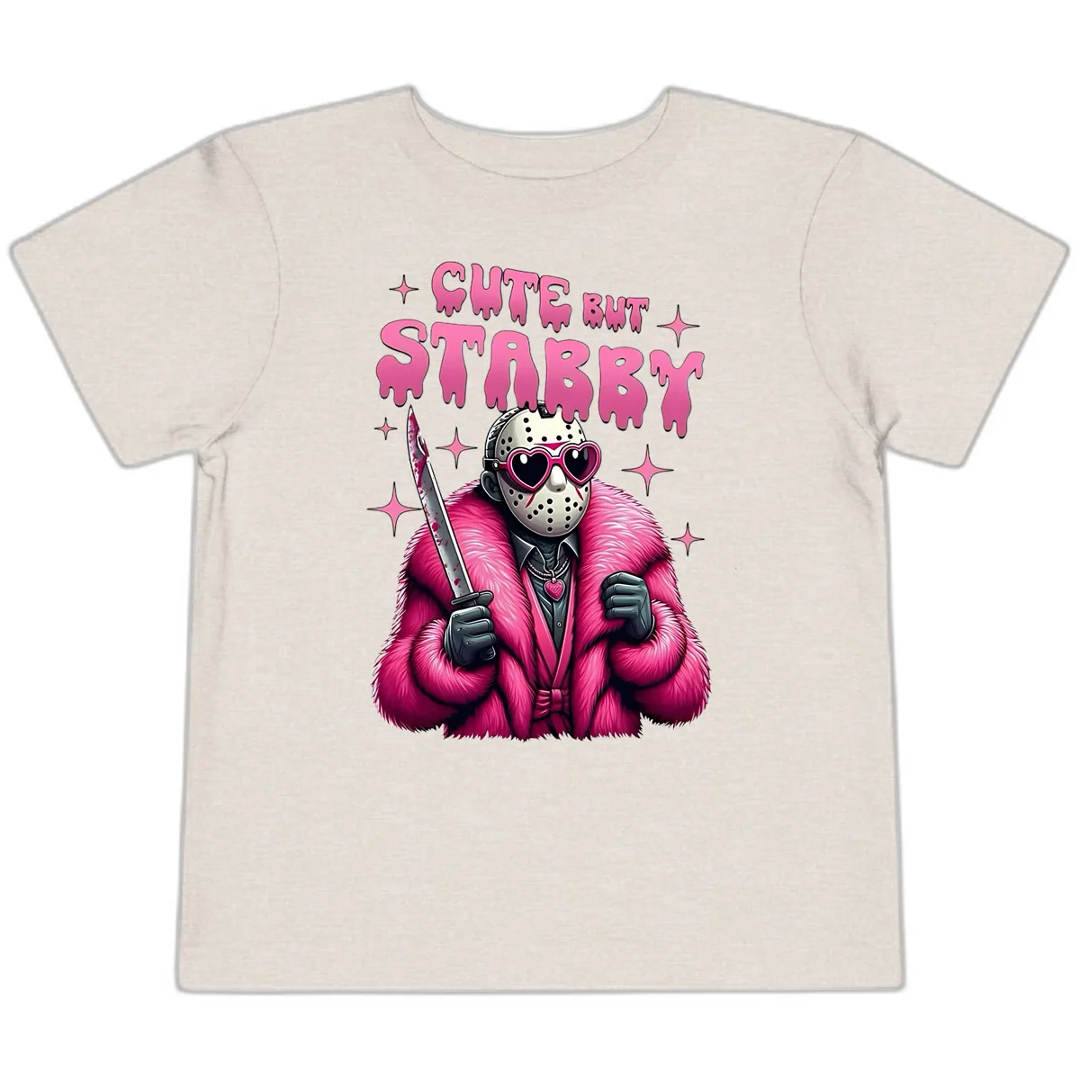 Cute But Stabby Halloween Mask Design Toddler T-Shirt in Heather Dust