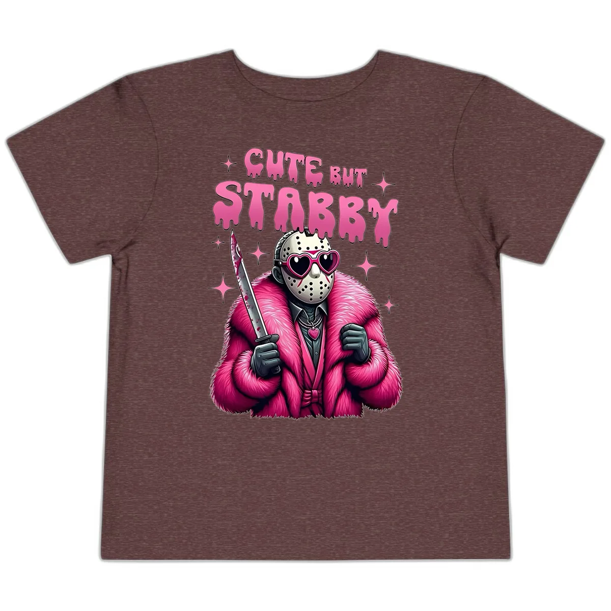 Cute But Stabby Halloween Mask Design Toddler T-Shirt in Heather Maroon