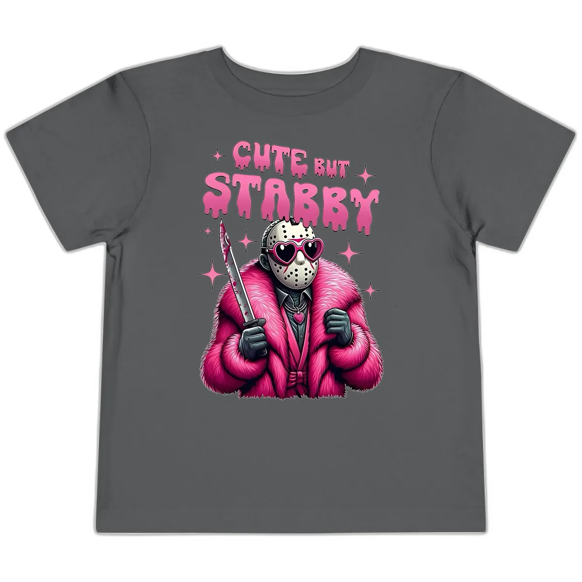 Cute But Stabby Halloween Mask Design Toddler T-Shirt in Asphalt