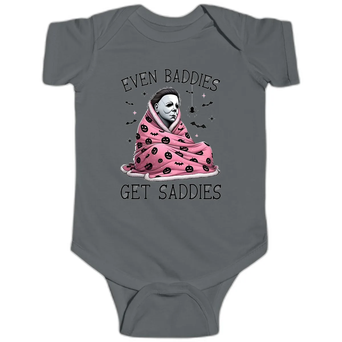 Even Baddies Get Sad Sometimes Baby Onesie in Charcoal