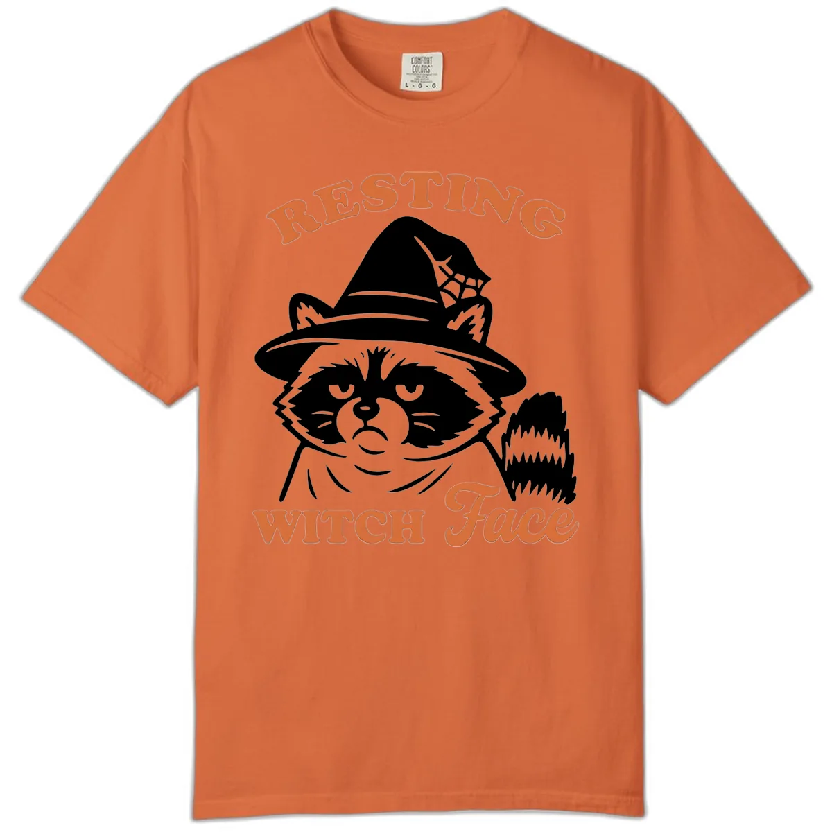 Resting Witch Face Raccoon Design Comfort Color in Burnt Orange