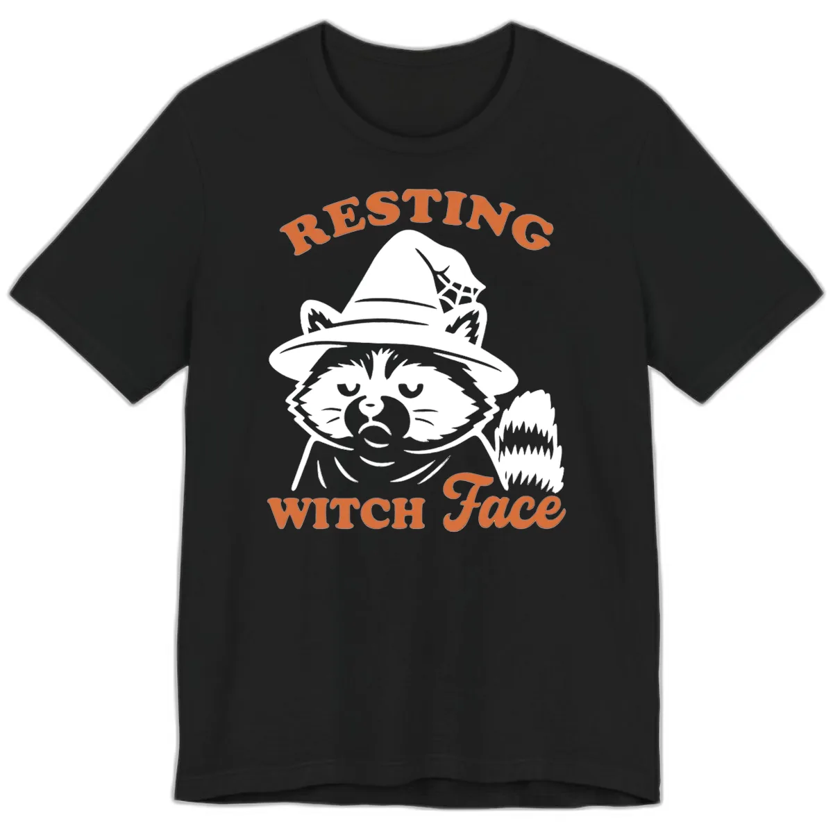 Resting Witch Face Raccoon Design Premium T-Shirt in Black