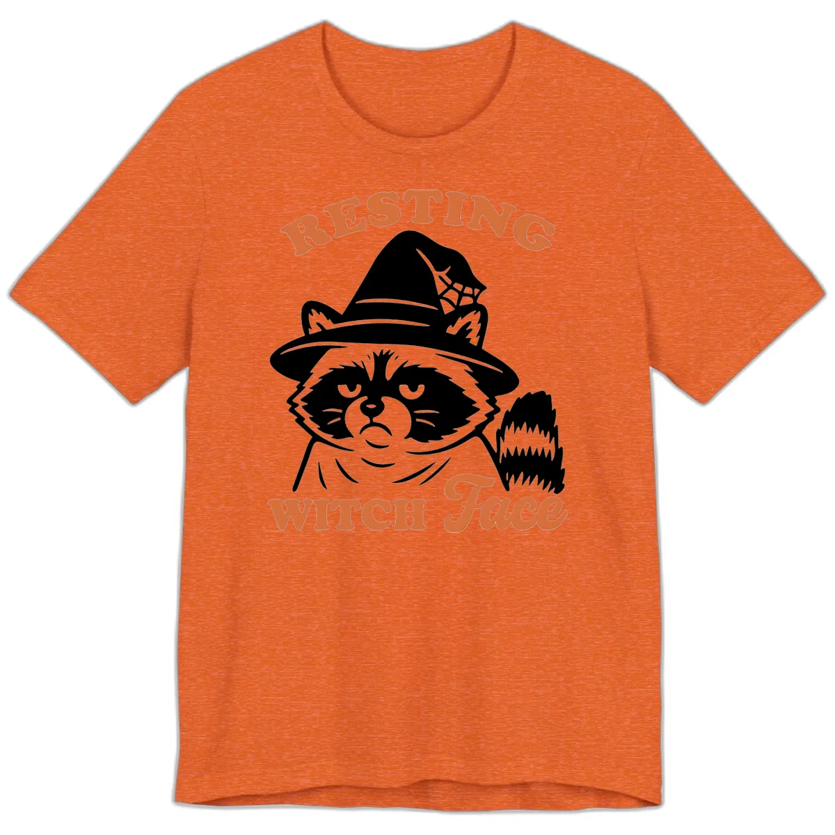 Resting Witch Face Raccoon Design Premium T-Shirt in Heather Orange