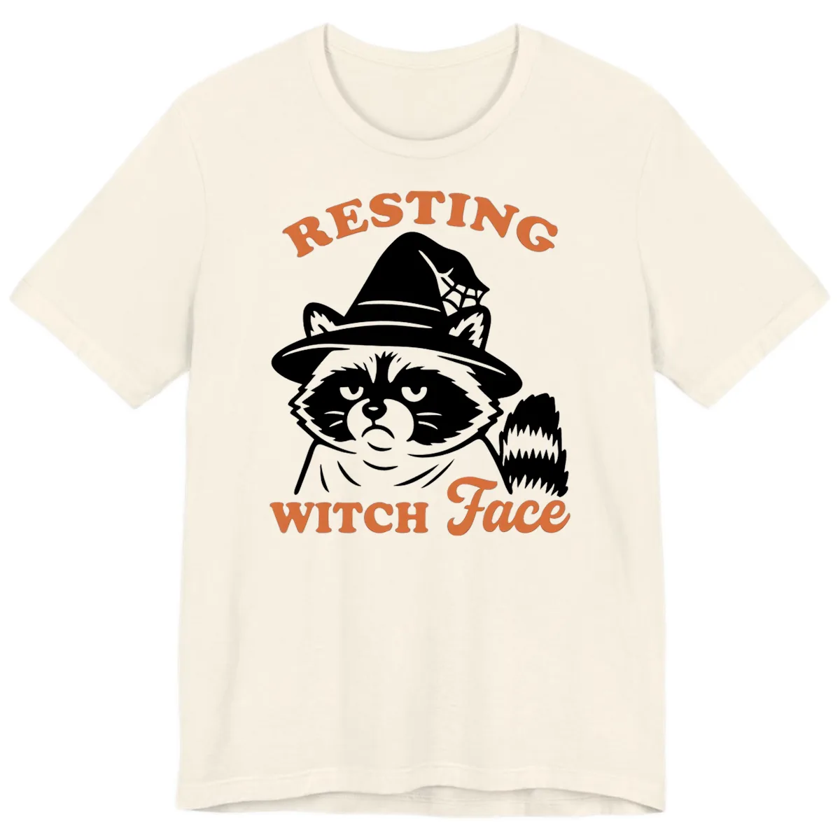 Resting Witch Face Raccoon Design Premium T-Shirt in Natural