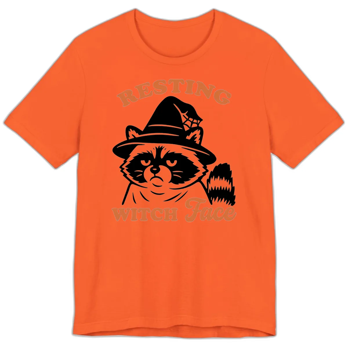 Resting Witch Face Raccoon Design Premium T-Shirt in Orange