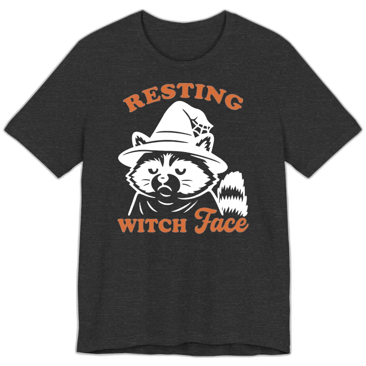 Resting Witch Face Raccoon Design Premium T-Shirt in Dark Grey Heather