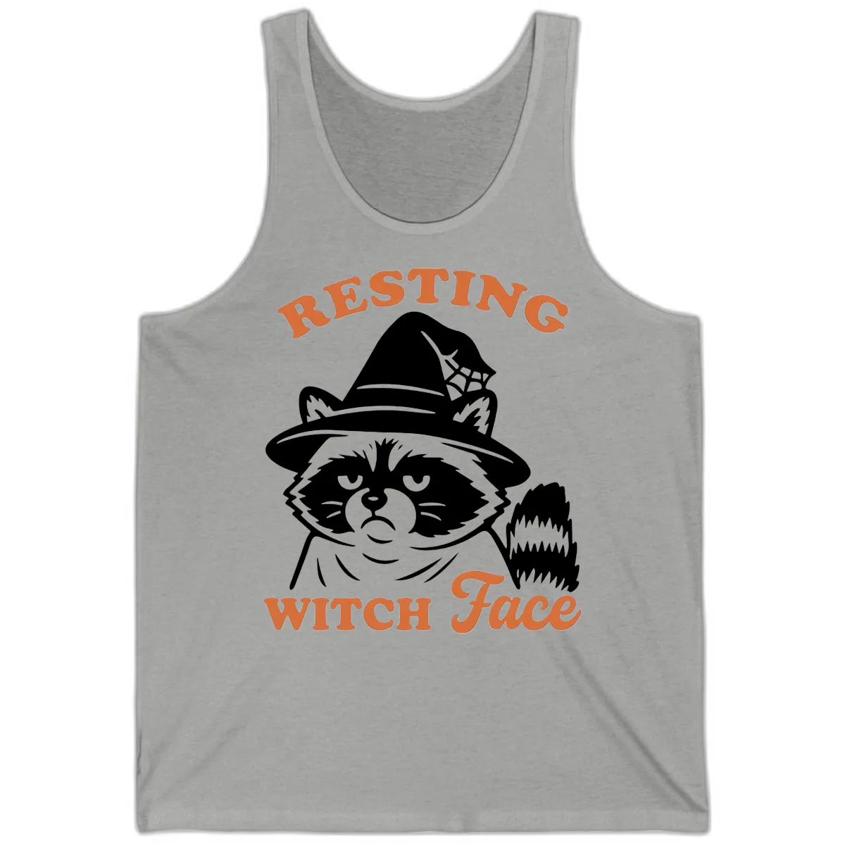 Resting Witch Face Raccoon Design Tank in Athletic Heather