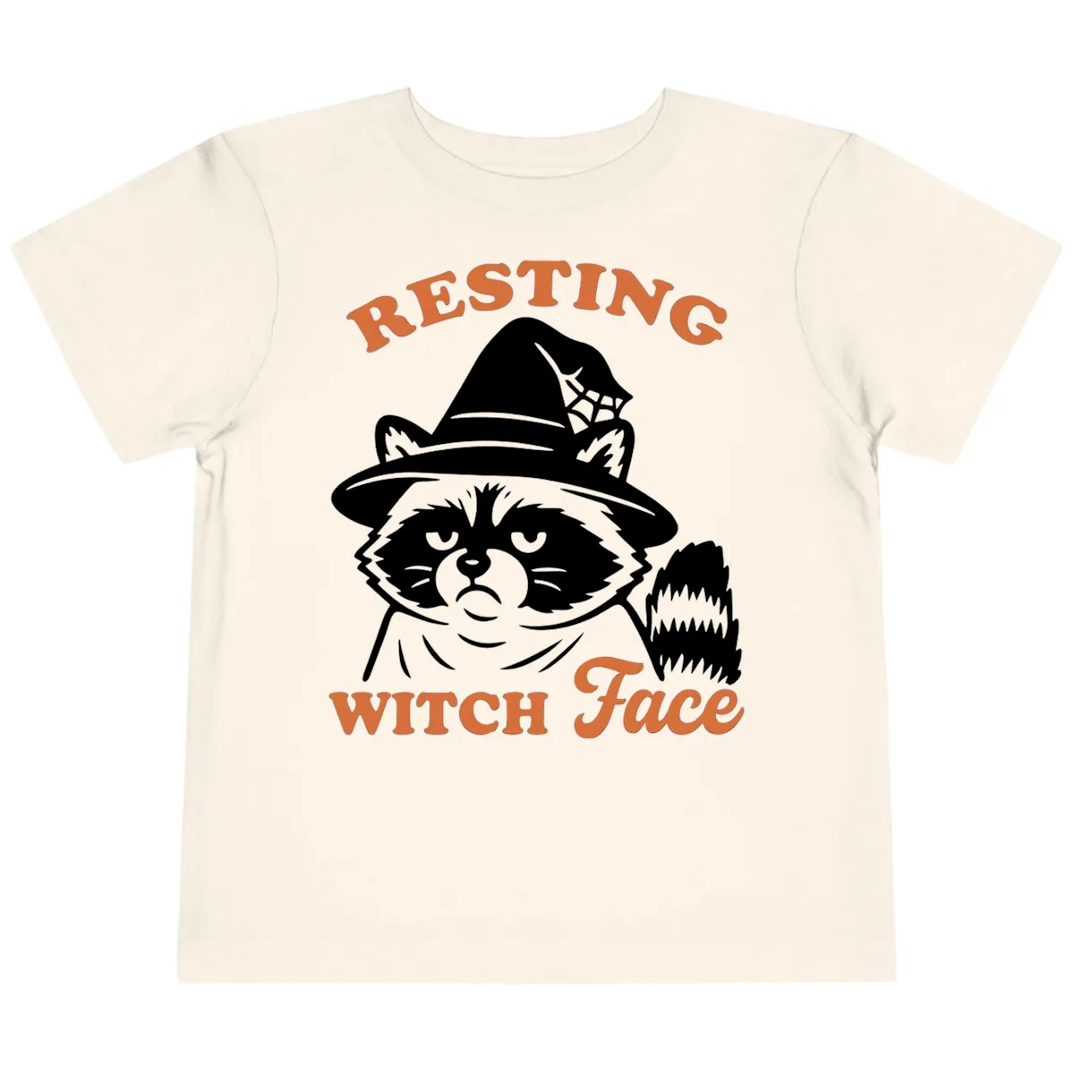 Resting Witch Face Raccoon Design Toddler T-Shirt in Natural