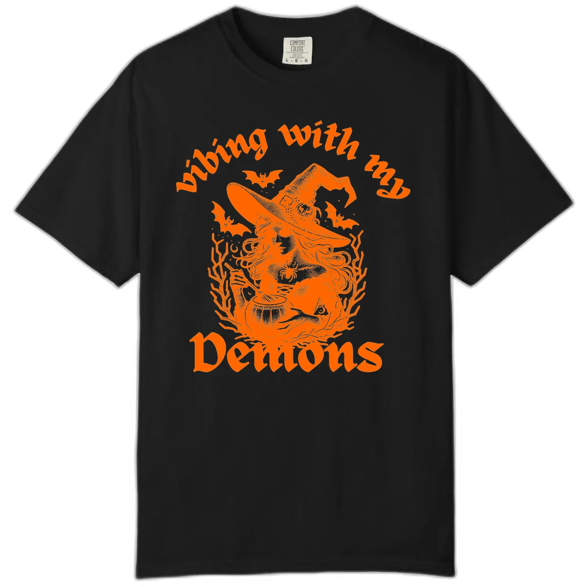 Vibing With My Demons Witch Design Comfort Color in Black