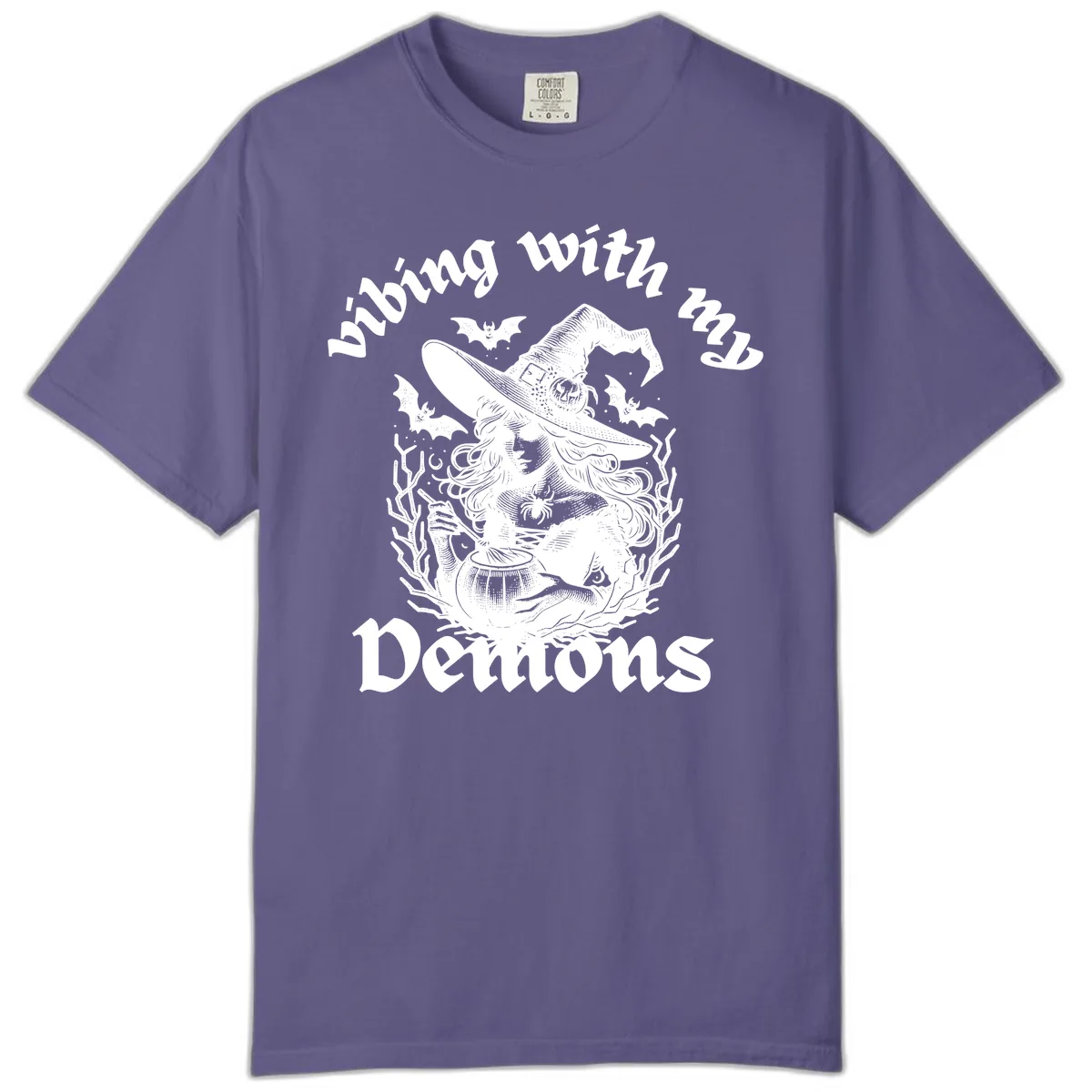 Vibing With My Demons Witch Design Comfort Color in Grape