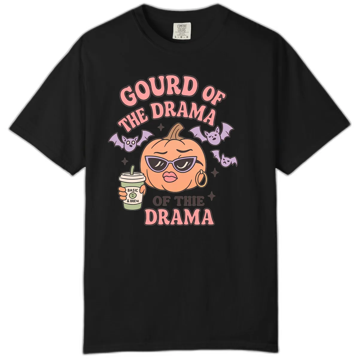 Gourd Of The Drama Pumpkin Comfort Color in Black