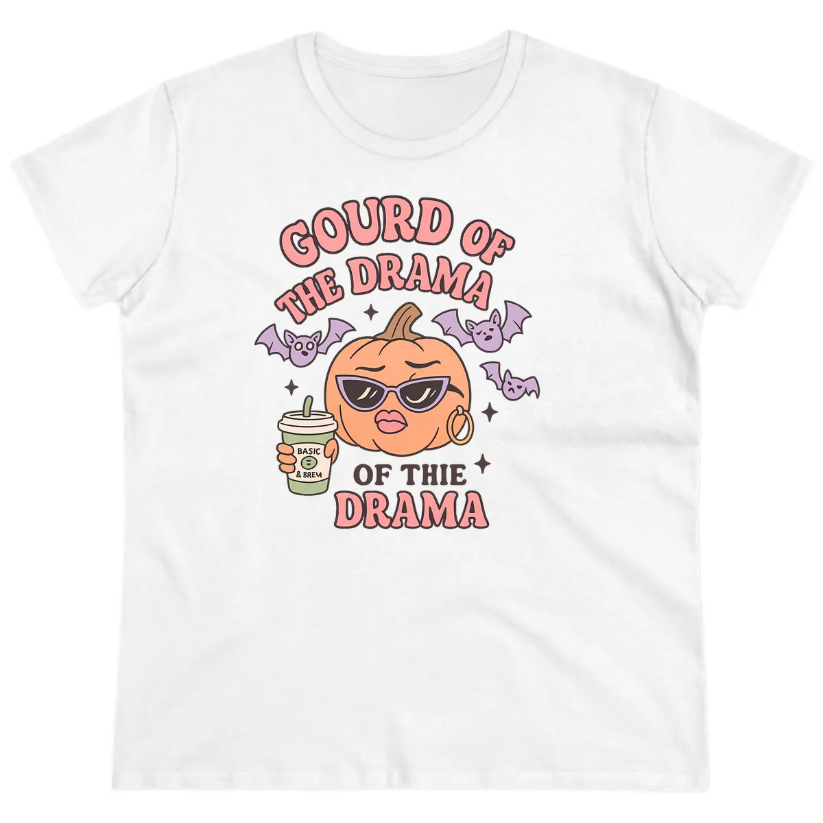 Gourd Of The Drama Pumpkin Ladies Tee in White
