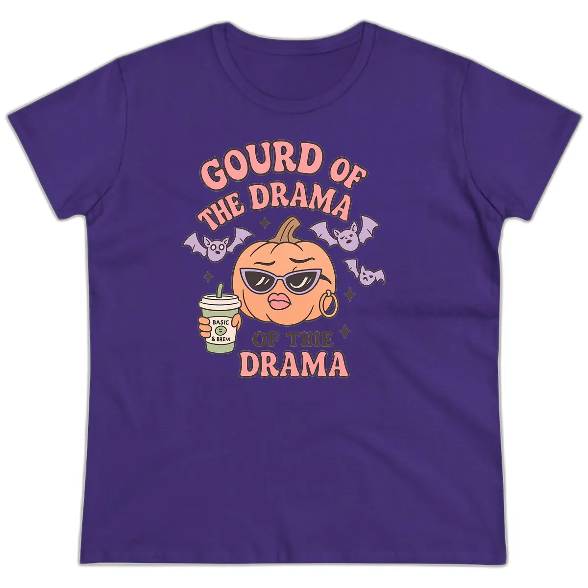 Gourd Of The Drama Pumpkin Ladies Tee in Purple