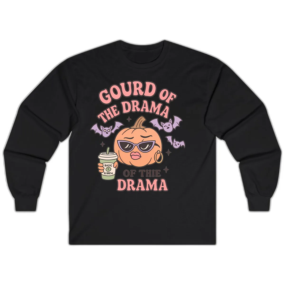 Gourd Of The Drama Pumpkin Long Sleeve in Black
