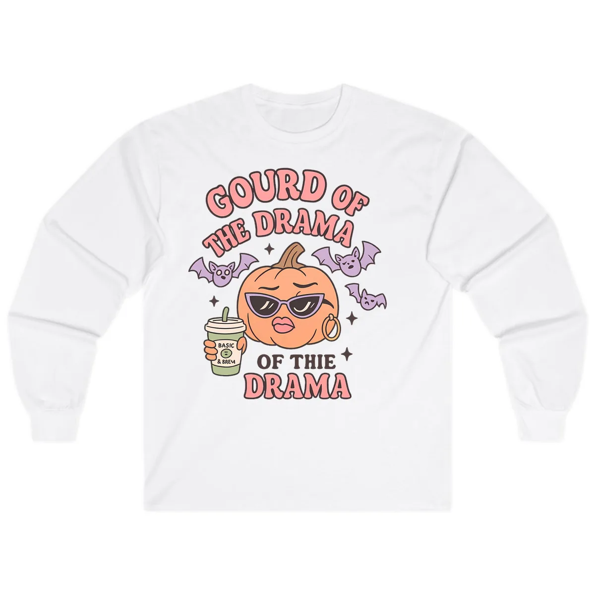 Gourd Of The Drama Pumpkin Long Sleeve in White