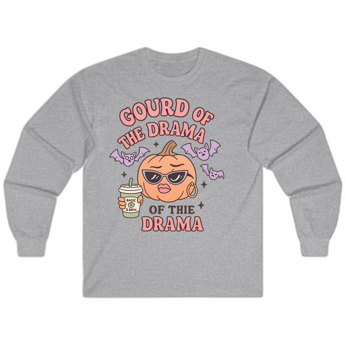 Gourd Of The Drama Pumpkin Long Sleeve in Sport Grey