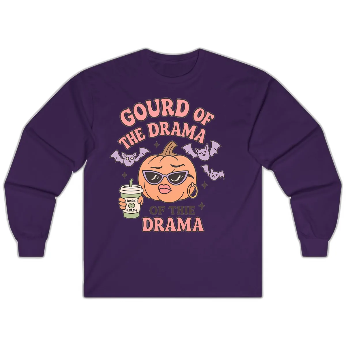 Gourd Of The Drama Pumpkin Long Sleeve in Purple