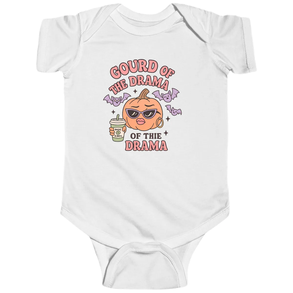 Gourd Of The Drama Pumpkin Baby Onesie in White