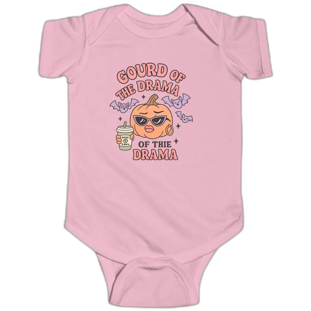 Gourd Of The Drama Pumpkin Baby Onesie in Pink
