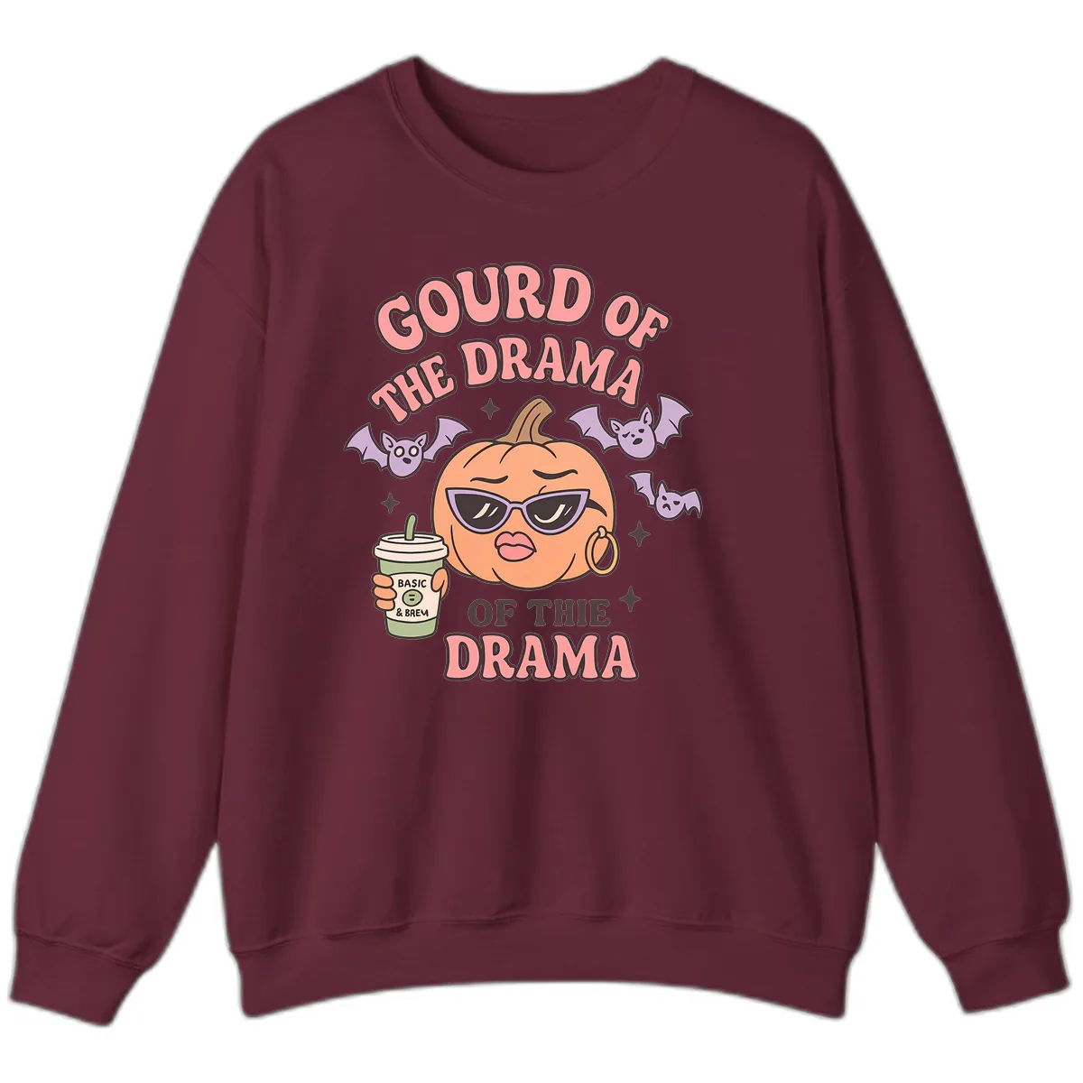 Gourd Of The Drama Pumpkin Sweatshirt in Maroon