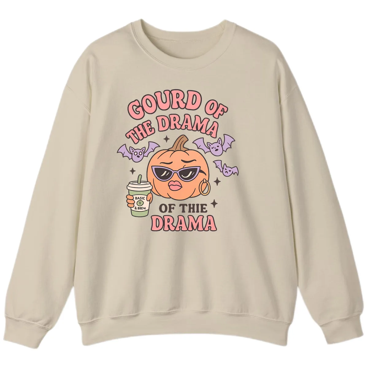 Gourd Of The Drama Pumpkin Sweatshirt in Sand